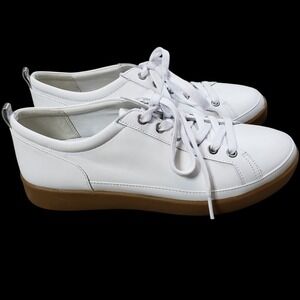 Vionic Sneakers 10 Womens WIDE White Winny Walking Leather Comfort Casual Shoes